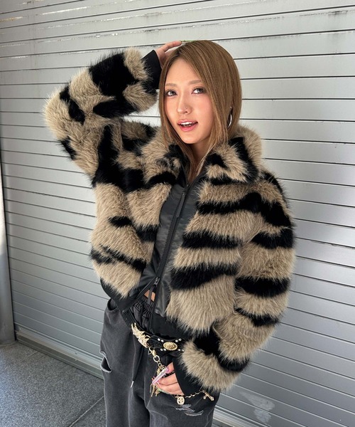 DAIYA（ダイヤ） ブルゾン アウター ゼブラ柄 ダブルジップ ファー