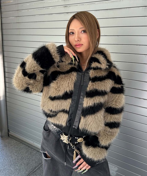 DAIYA（ダイヤ） ブルゾン アウター ゼブラ柄 ダブルジップ ファー