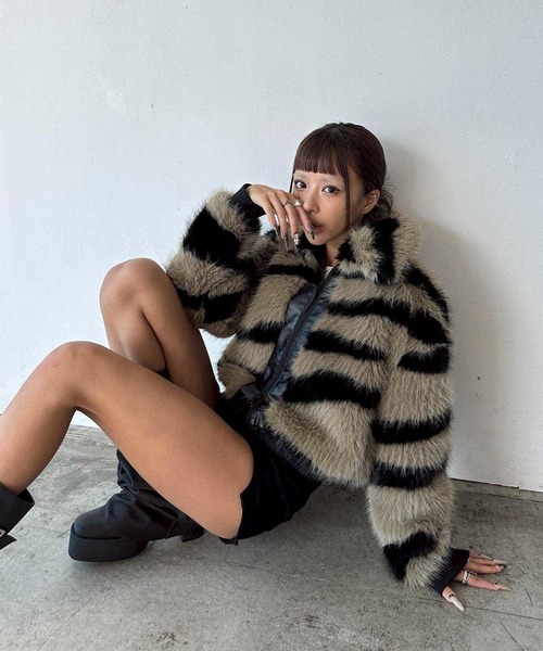 DAIYA（ダイヤ） ブルゾン アウター ゼブラ柄 ダブルジップ ファー