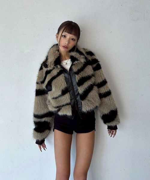 DAIYA（ダイヤ） ブルゾン アウター ゼブラ柄 ダブルジップ ファー