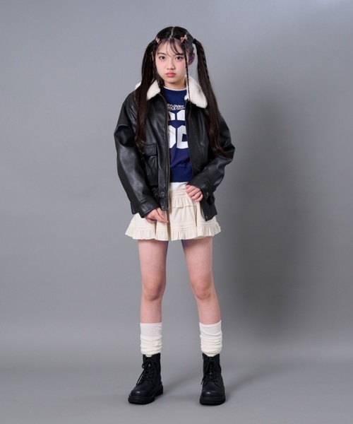 by LOVEiT 革ジャン ライダース 衿ファー合成皮革ジャケット キッズ