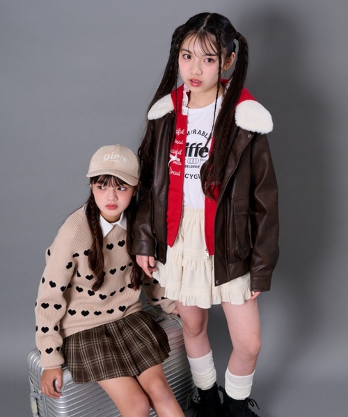 by LOVEiT 革ジャン ライダース 衿ファー合成皮革ジャケット キッズ