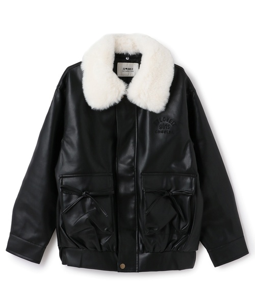 by LOVEiT 革ジャン ライダース 衿ファー合成皮革ジャケット キッズ