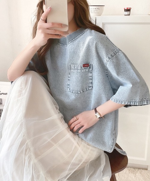 「Java」 半袖ブラウス X-LARGE ブルー系その他 レディース_画像7