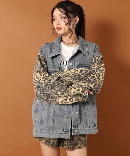 ANAP（アナップ） デニムジャケット gジャン レオパード 切り替え