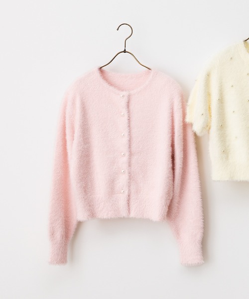ストロベリー　フィールズ新品カーディガン ソフティバルキー_スカラップVネックニット（カーディガン/ボレロ