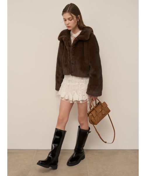 新品タグ付きSNIDEL スナイデル ステンカラーショートファーコートジャケット ステンカラーショートファーコートジャケット(ジャケット)｜アウター