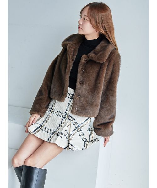 SNIDEL ステンカラーコート コート ステンカラーショートファーコート