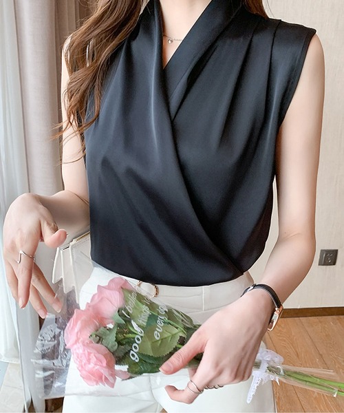 「BLANC FICELLE」 「YIYI design」ノースリーブブラウス M ベージュ レディース_画像6