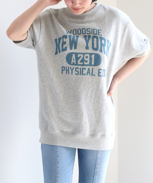 「Champion」 スウェットカットソー L ブルー レディース_画像5