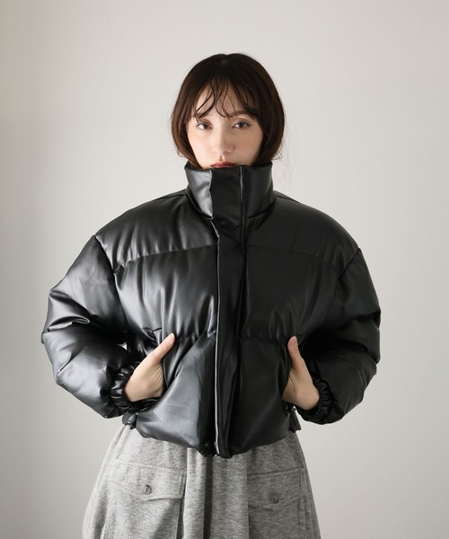 ULYSSES ダウンコート ダウンジャケット フェイクレザー中綿ショート