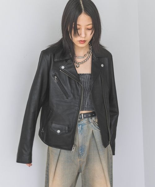 JEANASIS（ジーナシス） 「schott」レザーブルゾン「JEANASISコラボ