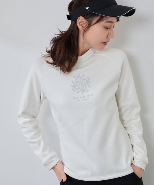 JUN AND ROPÉ レディースシャツ ホワイト JUN&ROPE'（ジュンアンドロペ） tシャツ ボンバーヒート長袖モックプル