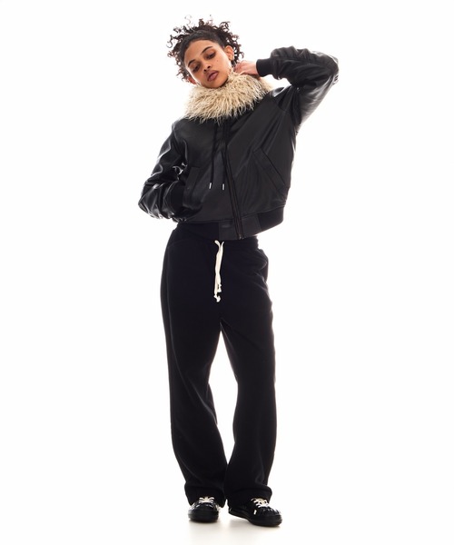 BEEDEN ma1 ma-1 OVER HOODED FAUX LEATHER MA-1 レディース 