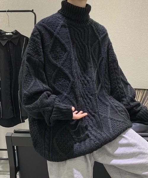 「FreeZone」 タートルネックニット F グリーン メンズ_画像5