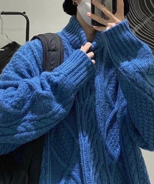 「FreeZone」 タートルネックニット F グリーン メンズ_画像8
