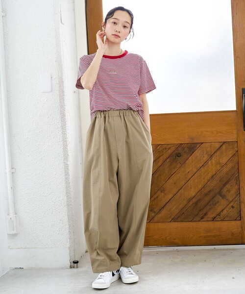 新品未使用 2024SS ENFOLD ニットパンツ コクーン 38 ベージュ coen（コーエン） uvカット ワイドパンツ パンツ ポリツイルコクーン