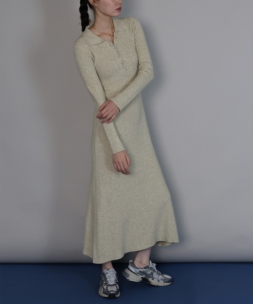 「J by blue」 ニットワンピース MEDIUM チャコールグレー レディース_画像3