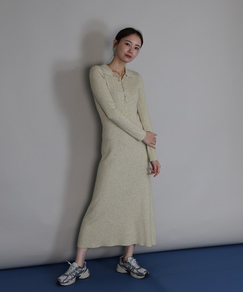 「J by blue」 ニットワンピース MEDIUM チャコールグレー レディース_画像4