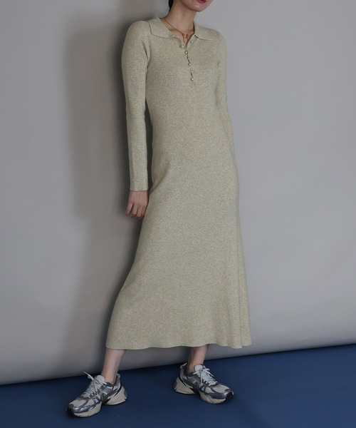 「J by blue」 ニットワンピース MEDIUM チャコールグレー レディース_画像5