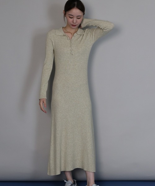 「J by blue」 ニットワンピース MEDIUM チャコールグレー レディース_画像6