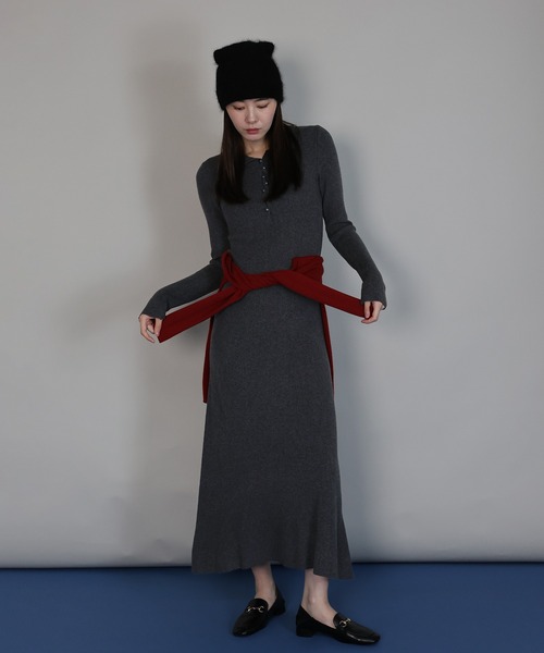 「J by blue」 ニットワンピース MEDIUM チャコールグレー レディース_画像8
