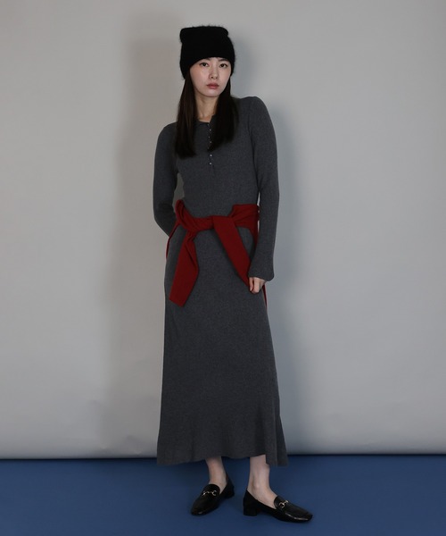「J by blue」 ニットワンピース MEDIUM チャコールグレー レディース_画像9
