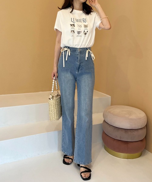 「one after another NICE CLAUP」 ブーツカットデニムパンツ SMALL ブラック レディース_画像2