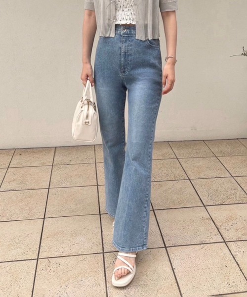 「one after another NICE CLAUP」 ブーツカットデニムパンツ SMALL ブラック レディース_画像8
