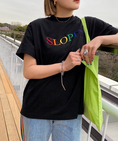 「WHO'S WHO gallery」 「SLOPPY」半袖Tシャツ FREE ブラック レディース_画像2