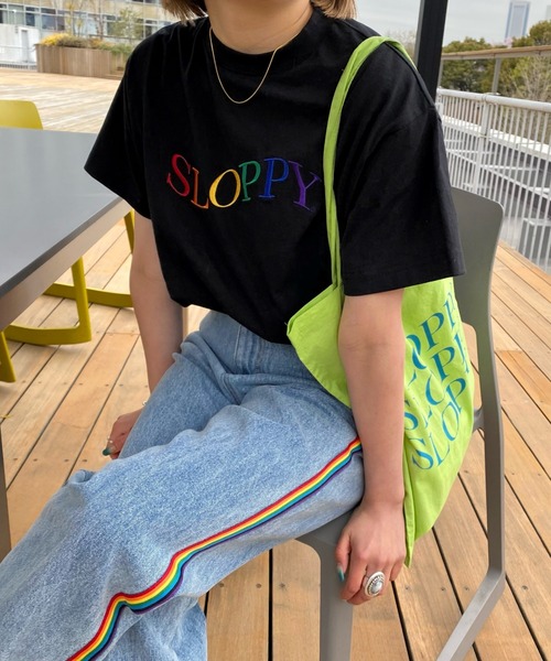 「WHO'S WHO gallery」 「SLOPPY」半袖Tシャツ FREE ブラック レディース_画像5