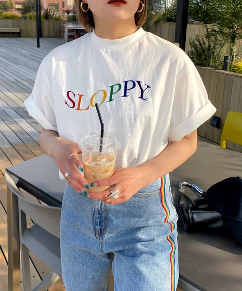 「WHO'S WHO gallery」 「SLOPPY」半袖Tシャツ FREE ブラック レディース_画像6