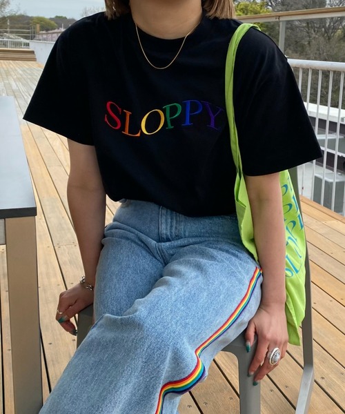 「WHO'S WHO gallery」 「SLOPPY」半袖Tシャツ FREE ブラック レディース_画像7