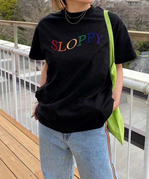 「WHO'S WHO gallery」 「SLOPPY」半袖Tシャツ FREE ブラック レディース_画像8