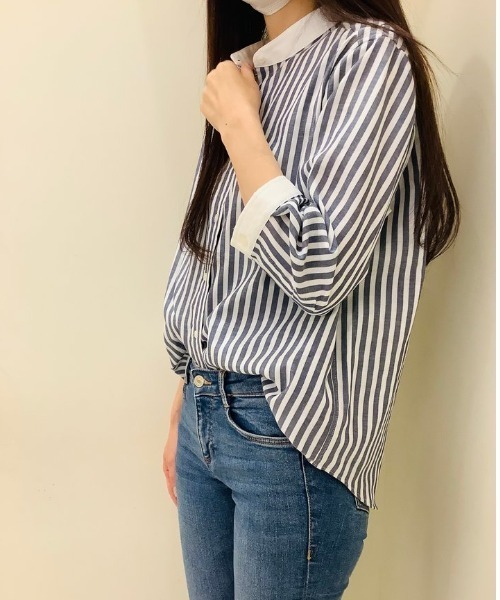 「Pitta Re:)」 7分袖ブラウス S ネイビー レディース_画像9