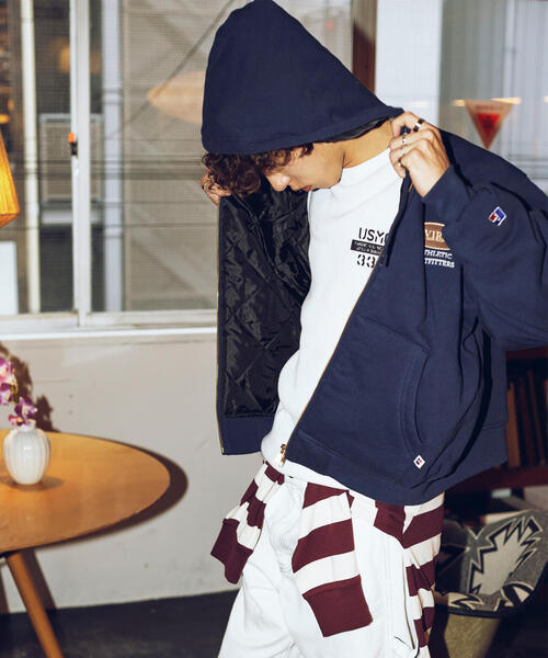 「Russell Athletic」 ジップアップパーカー X-LARGE モカ メンズの画像