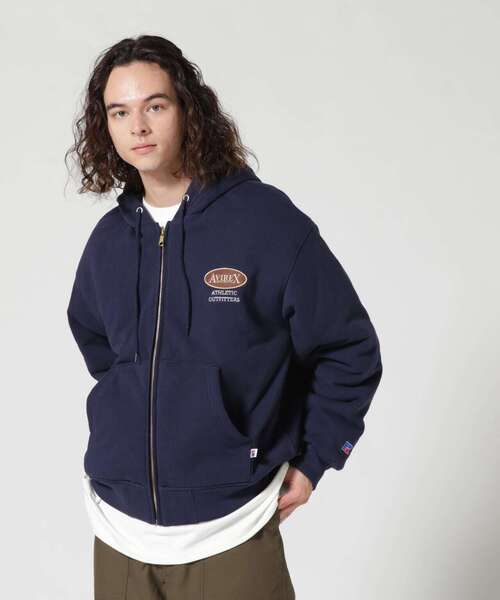 「Russell Athletic」 ジップアップパーカー X-LARGE モカ メンズの画像