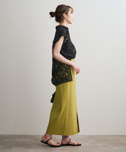 NOBLE 25SS コンフォートストレッチジップタイトスカート ブラウン 36 追加予約・新色》コンフォートストレッチジップタイトスカート（ロング