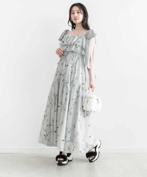 RANDA（ランダ） ワンピース シアーリボンショルダーティアード