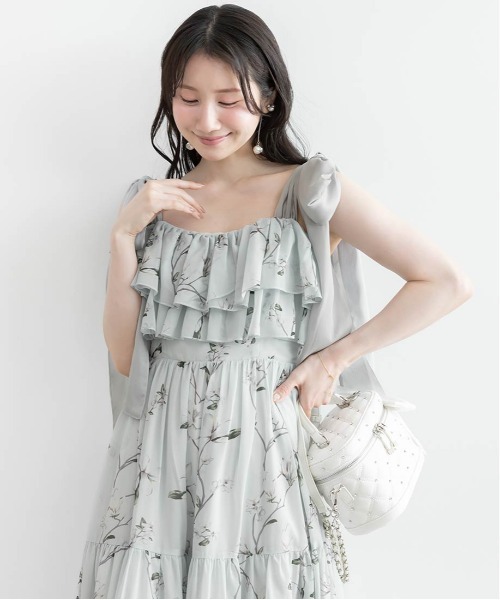 RANDA（ランダ） ワンピース シアーリボンショルダーティアード