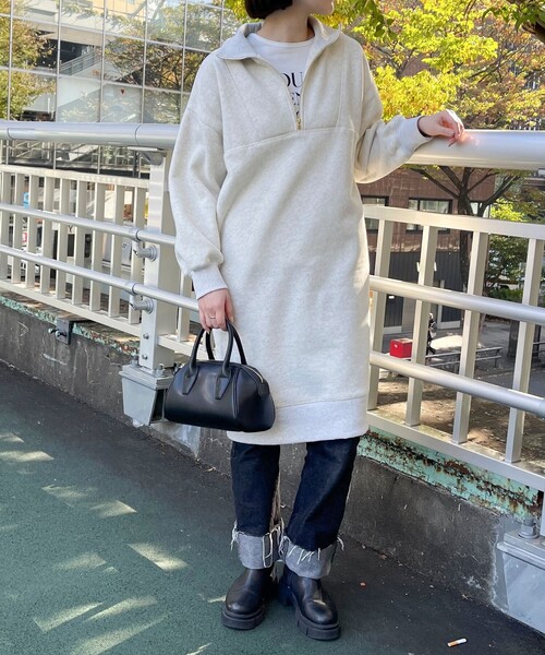 「fredy emue」 長袖ワンピース 38 チャコールグレー レディース_画像2