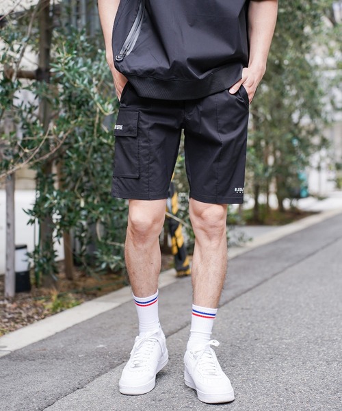チノパン (RM)「LUXE/R GOLF」ストレッチ クロス サイドロゴ ショート ピンタック パンツ メンズ レディース
