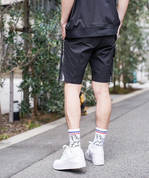チノパン (RM)「LUXE/R GOLF」ストレッチ クロス サイドロゴ ショート ピンタック パンツ メンズ レディース_9