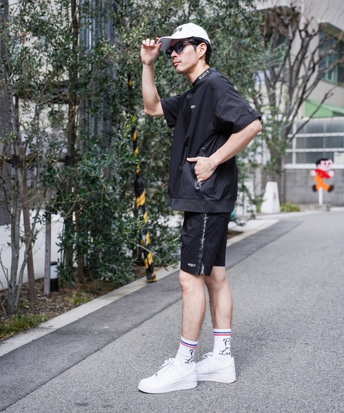 チノパン (RM)「LUXE/R GOLF」ストレッチ クロス サイドロゴ ショート ピンタック パンツ メンズ レディース_11