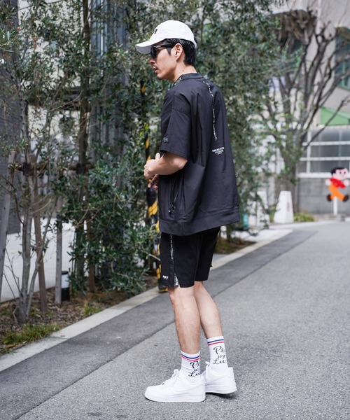 チノパン (RM)「LUXE/R GOLF」ストレッチ クロス サイドロゴ ショート ピンタック パンツ メンズ レディース_12