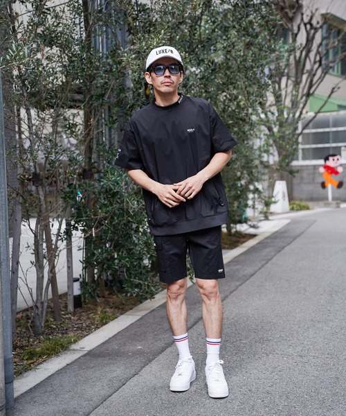 チノパン (RM)「LUXE/R GOLF」ストレッチ クロス サイドロゴ ショート ピンタック パンツ メンズ レディース_19