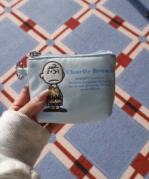 SNOOPY（スヌーピー） ポーチ ミニポーチ 合皮 カラビナ リング