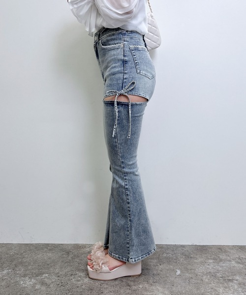 INGNI（イング） ジーンズ デニム デニムパンツ サイドリボンフレア