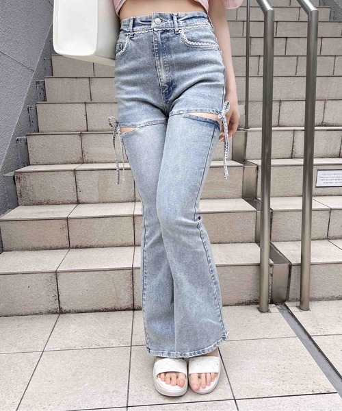 INGNI（イング） ジーンズ デニム デニムパンツ サイドリボンフレア