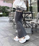 ジーンズ デニム デニムパンツ サイドリボンフ...の詳細画像2